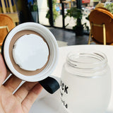 320ml Fashion Black and White Frosting Glass Water Bottle - HeyHouse