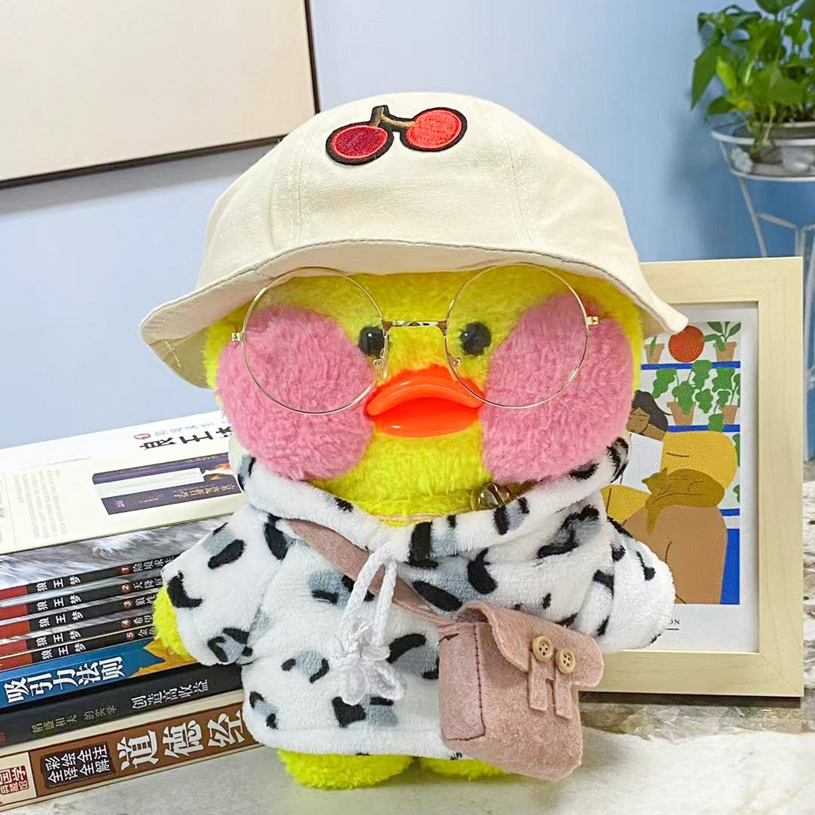 Cute Duck Plush with Flower Hat and Backpack - Soft Toy for Kids