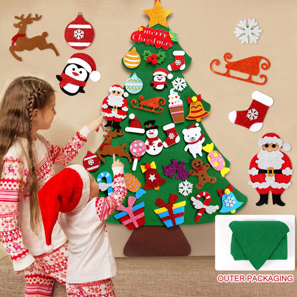 Kids DIY Felt Christmas Tree Artificial Xmas Tree Wall Hanging Ornaments Decoration