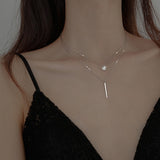 Double layer Necklace Round Shiny Full Zircon Long pendant Necklaces