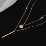 Double layer Necklace Round Shiny Full Zircon Long pendant Necklaces