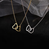 Shiny Double Heart Love Zircon Circle Necklace
