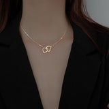 Shiny Double Heart Love Zircon Circle Necklace