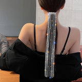Shine Full Rhinestone Hairpins for Women Long Tassel Crystal Hair Accessories