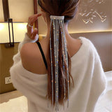 Shine Full Rhinestone Hairpins for Women Long Tassel Crystal Hair Accessories