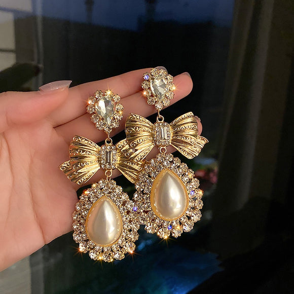 Oversize Water Drop Pearl Dangle Earrings