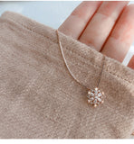 Flash Cubic Zircon Snowflake Pendant Necklace