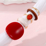 Exaggerated Red Resin Enamel Wooden Geometric Finger Ring