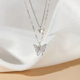 Silver Color Shiny Butterfly Necklaces