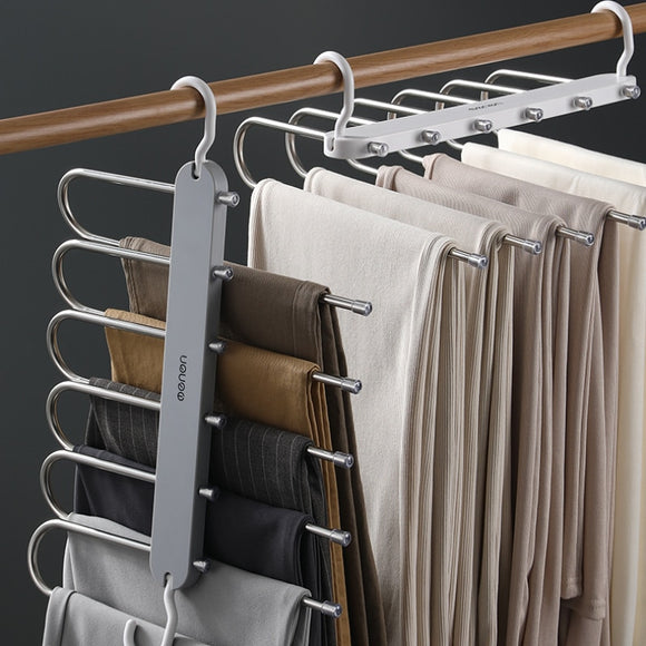 1pc Space Saving Pants Hangers Non Slip Clothes Organizer 5 9 Layered Pants  Rack For Scarf Jeans Trousers - Home & Kitchen - Temu