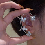 Trendy Long Crystal Tassel Chain Clip Earrings