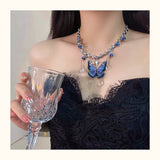 Blue Multilayer Chain Choker Necklaces
