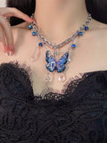 Blue Multilayer Chain Choker Necklaces