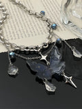 Blue Multilayer Chain Choker Necklaces