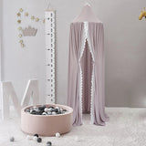 Round Pink/White/Gray Bed Canopy for Girl Baby - HeyHouse