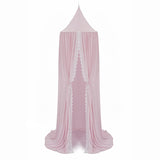Round Pink/White/Gray Bed Canopy for Girl Baby - HeyHouse
