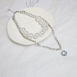Double Layered Big Pearls Choker Necklce