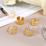 Vintage Gold Color Leaves Ear Cuff Black Non-Piercing Ear Clips