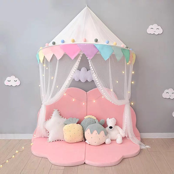 Kids Teepee Tents Children Play House Cotton Bed Tent Canopy Foldable Crib Tent Baby Room Decor - HeyHouse